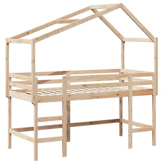 Halfhoogslaper met ladder en bedhuis grenenhout 80x200 cm 3