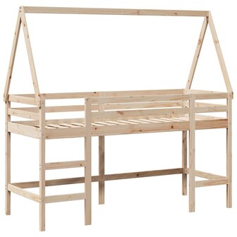 Halfhoogslaper met ladder en bedhuis grenenhout 90x200 cm 3