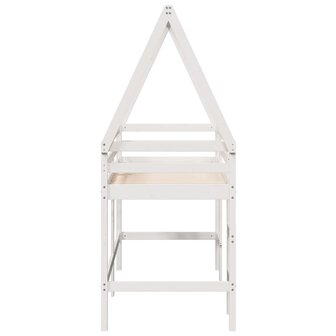 Halfhoogslaper met ladder en bedhuis grenenhout wit 90x190 cm 7