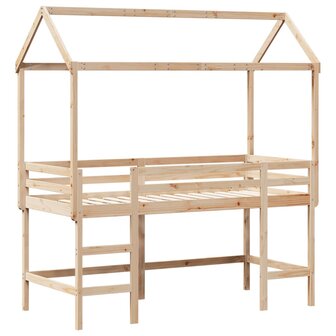 Halfhoogslaper met ladder en bedhuis grenenhout 80x200 cm 3