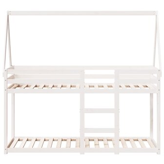 Stapelbed met bedhuis massief grenenhout wit 80x200 cm 4