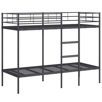 Stapelbed zonder matras 75x190 cm staal zwart 2