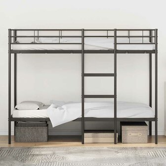 Stapelbed zonder matras 75x190 cm staal zwart 3
