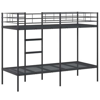 Stapelbed zonder matras 75x190 cm staal zwart 7