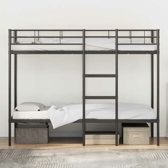 Stapelbed zonder matras 90x200 cm staal zwart 3