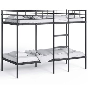 Stapelbed zonder matras 100x190 cm staal zwart 4