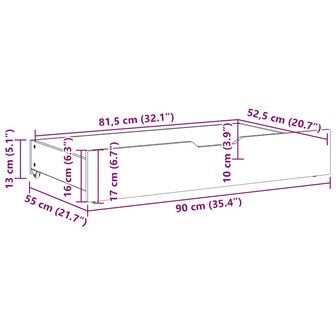 Bedlades 2 st 90x55x17 cm massief grenenhout wit 8