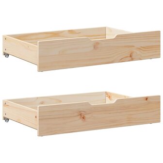 Bedlades 2 st met wieltjes 85x55x17 cm massief grenenhout 1