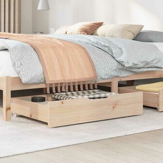Bedlades 2 st met wieltjes 85x55x17 cm massief grenenhout 2