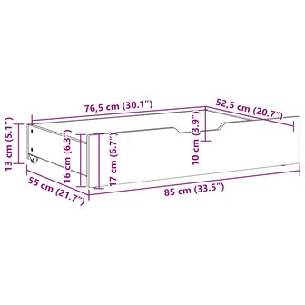Bedlades 2 st 85x55x17 cm massief grenenhout wit 8