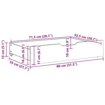 Bedlades 2 st 80x55x17 cm massief grenenhout wit 8