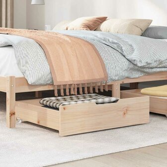 Bedlades 2 st met wieltjes 75x55x17 cm massief grenenhout 2