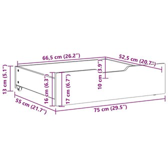 Bedlades 2 st met wieltjes 75x55x17 cm massief grenenhout 8