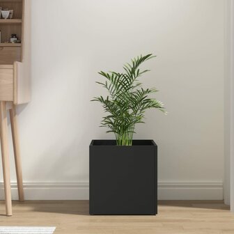 Plantenbak 40x40x40 cm bewerkt hout zwart 3