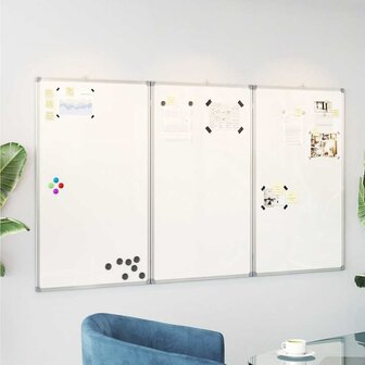 Whiteboard magnetisch inklapbaar 180x100x1,7 cm aluminium 1