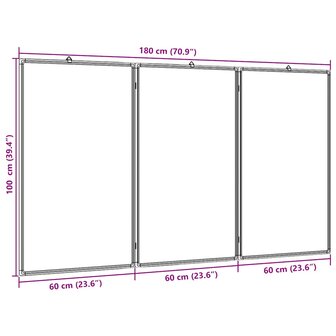 Whiteboard magnetisch inklapbaar 180x100x1,7 cm aluminium 7