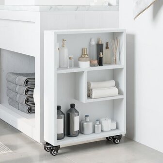 Opbergtrolley smal 48x13x68 cm bewerkt hout wit 3