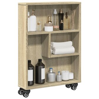 Opbergtrolley smal 48x13x68 cm bewerkt hout sonoma eikenkleurig 1