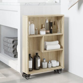 Opbergtrolley smal 48x13x68 cm bewerkt hout sonoma eikenkleurig 3