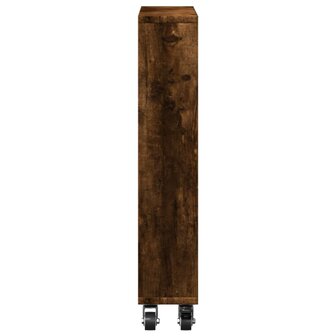 Opbergtrolley smal 48x13x68 cm bewerkt hout gerookt eikenkleur 5