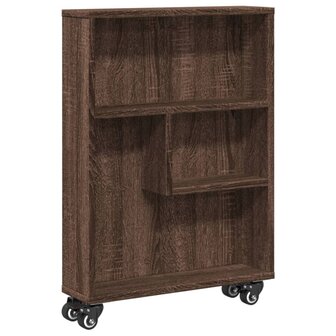 Opbergtrolley smal 48x13x68 cm bewerkt hout bruin eikenkleurig 2