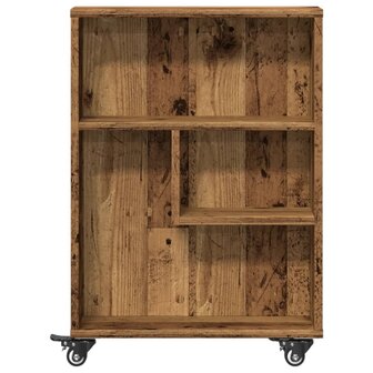 Opbergtrolley smal 48x13x68 cm bewerkt hout oud houtkleurig 4