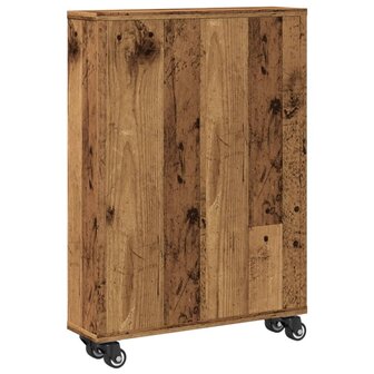 Opbergtrolley smal 48x13x68 cm bewerkt hout oud houtkleurig 6