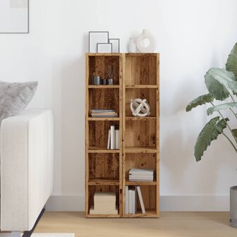 CD-kasten 2 st 21x16x93,5 bewerkt hout artisanaal eikenkleur 3