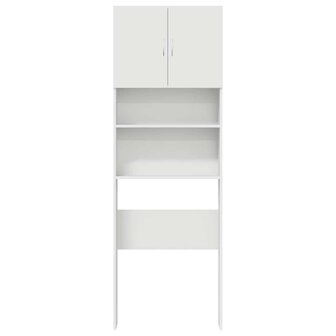 Wasmachinekast 64x24x190 cm bewerkt hout wit 5