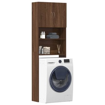 Wasmachinekast 64x24x190 cm bewerkt hout bruin eikenkleurig 1