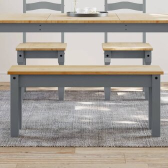Eetkamerbank Panama 105x30x45 cm massief grenenhout grijs 1