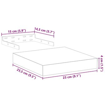 Wandschapppen 2 st 23x23,5x4 cm bewerkt hout 9