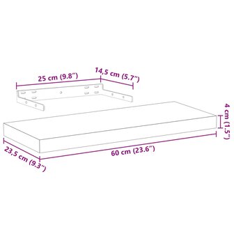 Wandschap 60x23,5x4 cm bewerkt hout 9