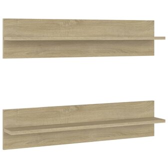 Wandschappen 2 st 80x11,5x18cm bewerkt hout sonoma eikenkleurig 2