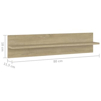 Wandschappen 2 st 80x11,5x18cm bewerkt hout sonoma eikenkleurig 9