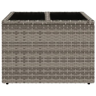 Tuintafel met glazen blad 55x55x37 cm poly rattan grijs 4