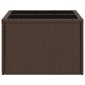 Tuintafel met glazen blad 55x55x37 cm poly rattan bruin 5
