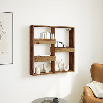Wandkast 80x15x80 cm bewerkt hout oud houtkleurig 1