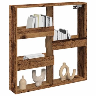 Wandkast 80x15x80 cm bewerkt hout oud houtkleurig 3