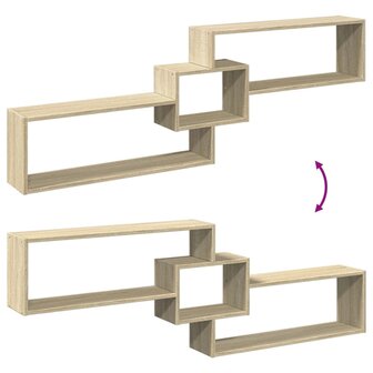 Wandkast 158x18x53 cm bewerkt hout sonoma eikenkleurig 7