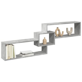 Wandkast 158x18x53 cm bewerkt hout betongrijs 1
