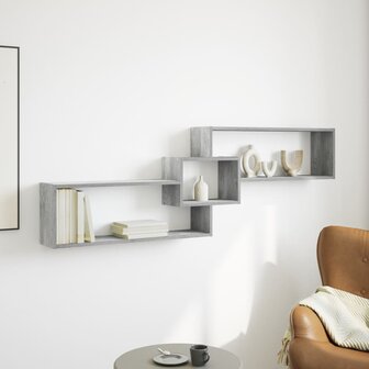 Wandkast 158x18x53 cm bewerkt hout betongrijs 3