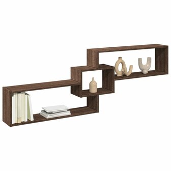 Wandkast 158x18x53 cm bewerkt hout bruin eikenkleur 1