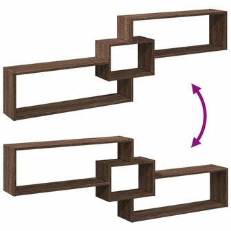 Wandkast 158x18x53 cm bewerkt hout bruin eikenkleur 7