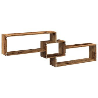 Wandkast 158x18x53 cm bewerkt hout oud houtkleurig 6