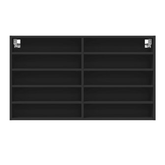 Vitrinekast 100x15x58 cm bewerkt hout zwart 4