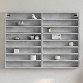 Vitrinekast 100x8,5x75 cm bewerkt hout betongrijs 1