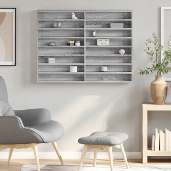 Vitrinekast 100x8,5x75 cm bewerkt hout grijs sonoma eikenkleur 3