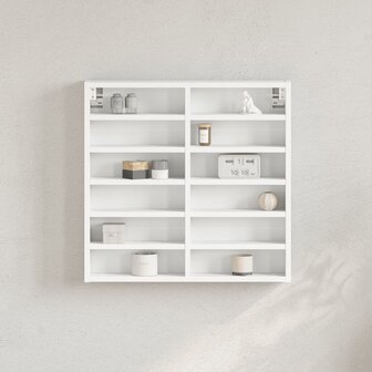 Vitrinekast 60x8,5x58 cm bewerkt hout wit 1