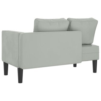 Chaise longue met kussens fluweel lichtgrijs 5